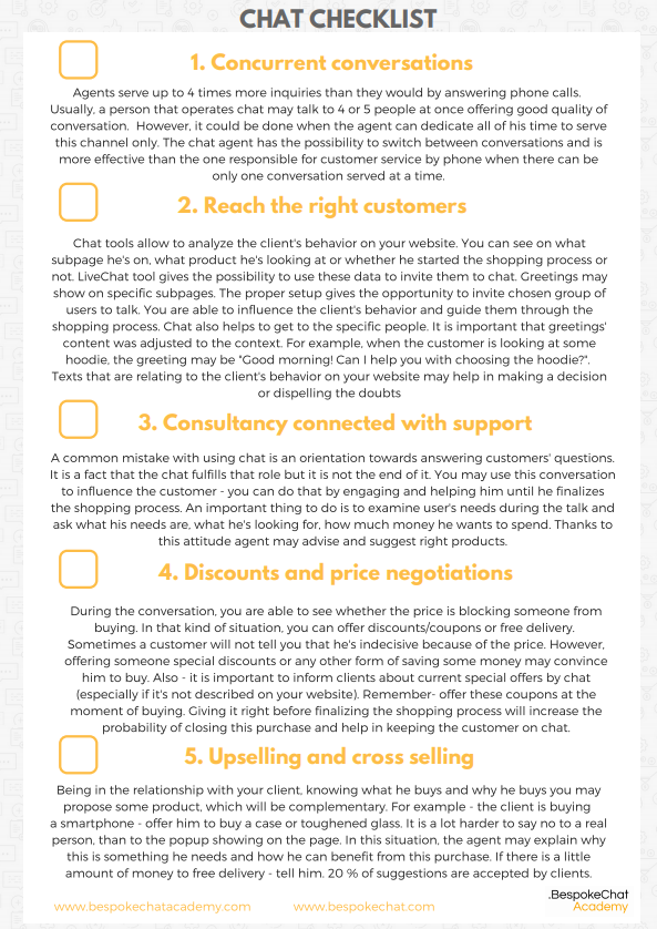 How to sell via livechat checklist
